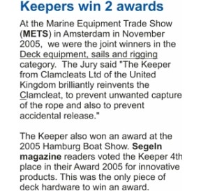 ClamCleat Keeper pour CL211 Mk2 Racing Juniors CL815 H2O Sensations