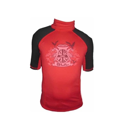 Gul Boys Crest UV Protection Short Sleeves Red Black RG0310RB H2O Sensations