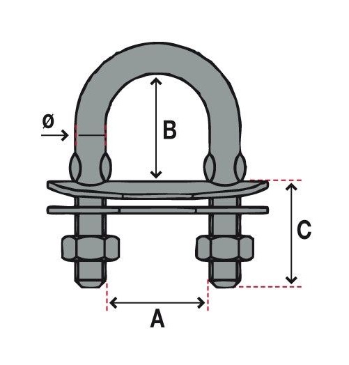 Ronstan Bride U de Pont 9.5mm 5/16*3" UNF