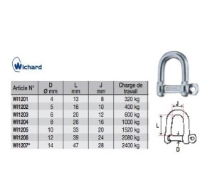 Wichard Shackle D Self-locking 4mm