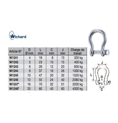 Wichard Shackle Bow Self-locking Pin 4mm