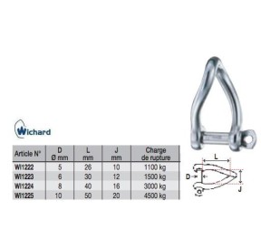Wichard Manille Torse Auto Bloquante 8mm