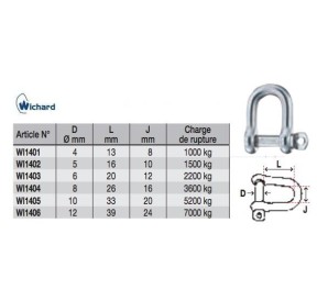 Wichard Manille Droite Autobloquante Axe Imperdable 6mm