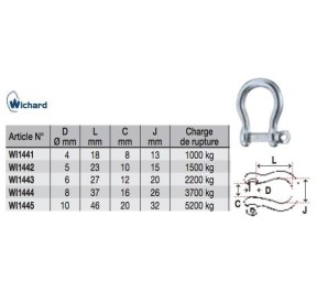 Wichard Shackle Bow Self-locking Captive Pin 5mm