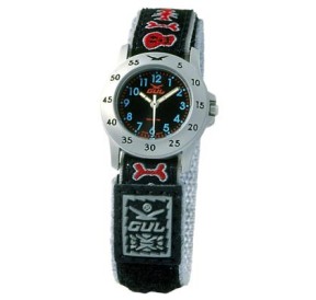 Gul Children Micro Chrome Black Dial Velcro Strap