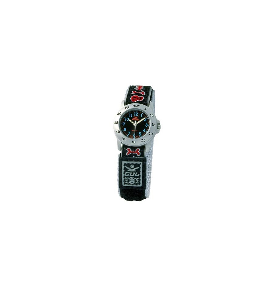 Gul Children Micro Chrome Black Dial Velcro Strap