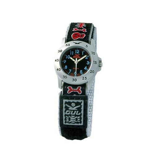 Gul Children Micro Chrome Black Dial Velcro Strap