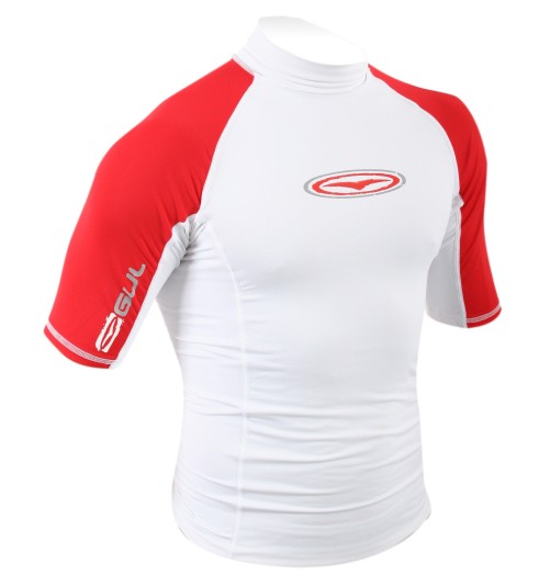 Gul Mens Xola UV Protection Short Sleeves White Red RG0012 H2O Sensations