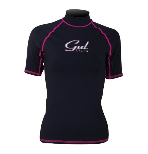 Gul Ladies Swami UV Protection Short Sleeves Black Pink RG0330 H2O Sensations