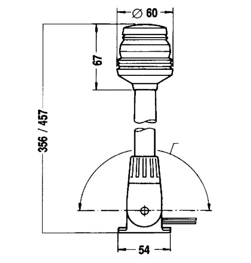 Aquasignal Serie 20 360 ° All Horizon Lights Tilting Mast 457mm