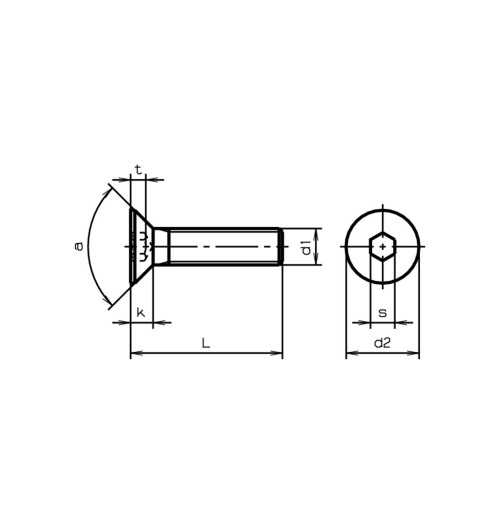 Vis Metrique Inox A2 M6 30mm Allen Tête Fraisée Plate