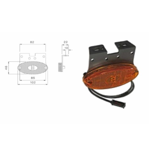 Aspöck Feux Position LED 12V FlatPoint Support 2 Orange 31236408 H2O Sensations