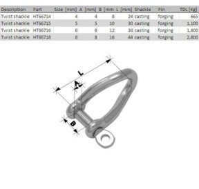 Holt Shackle Twist Stainless steel Forged 4*22mm 66714 H2O Sensations