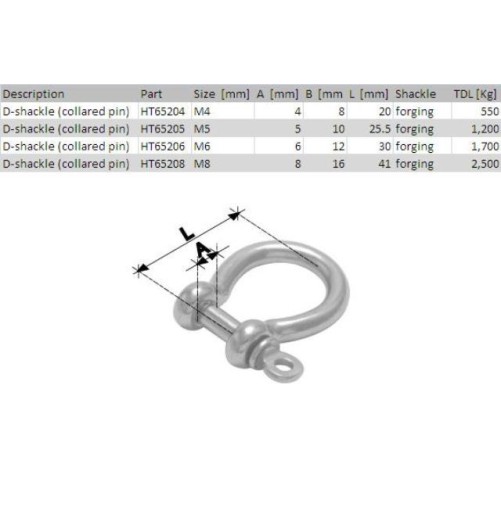 Holt Shackle Bow Stainless Steel Forged 5*23mm 65205 H2O Sensations