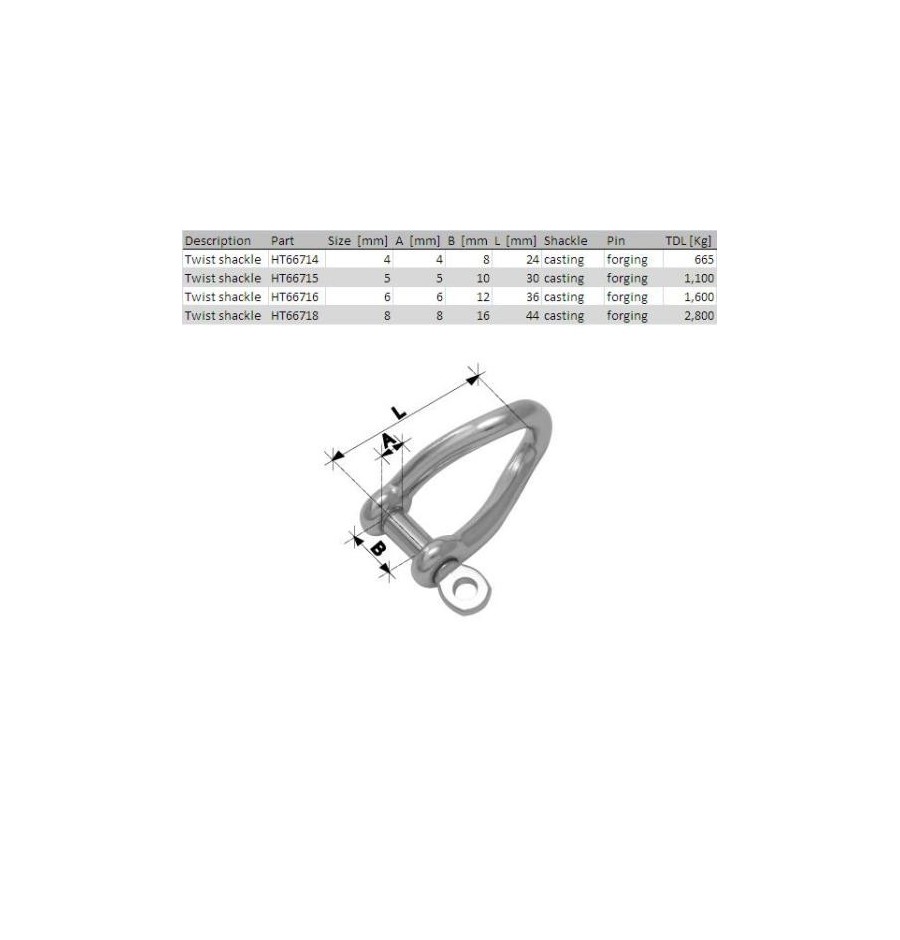 Holt Manille Torse Forgée 8*40mm