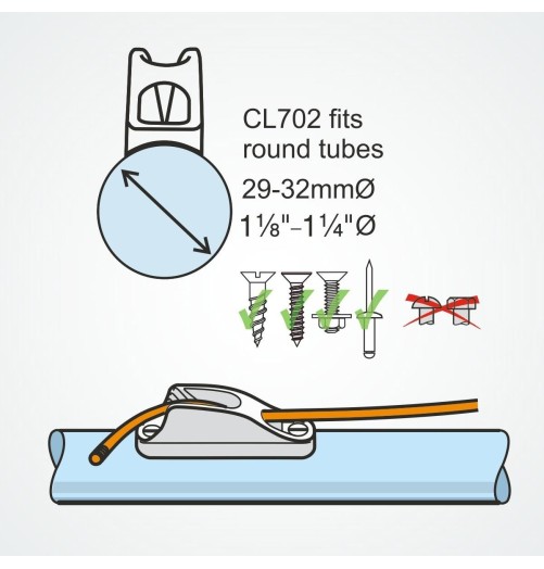 ClamCleat Aluminium Boom Pole Wishbone Cleat