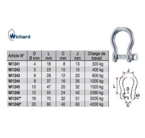 Wichard Manille Lyre Autobloquante 8mm