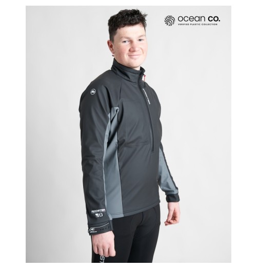 Rooster Homme Coupe Vent Active Aquafleece Top Noir Gris ROO14242X H2O Sensations