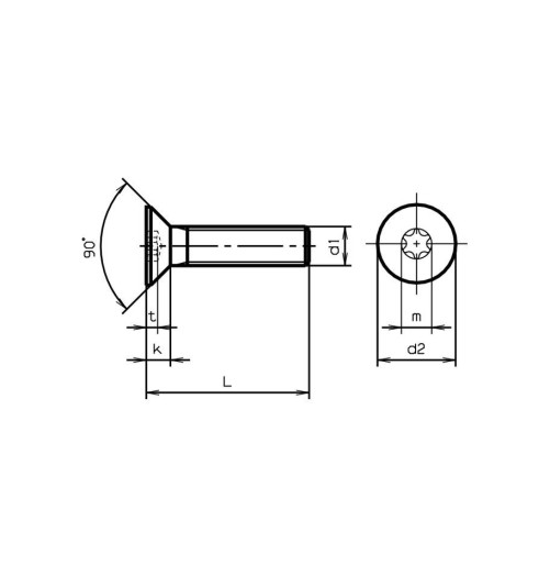 Vis Metrique Inox A4 M5 25mm Torx Tête Fraisée Plate