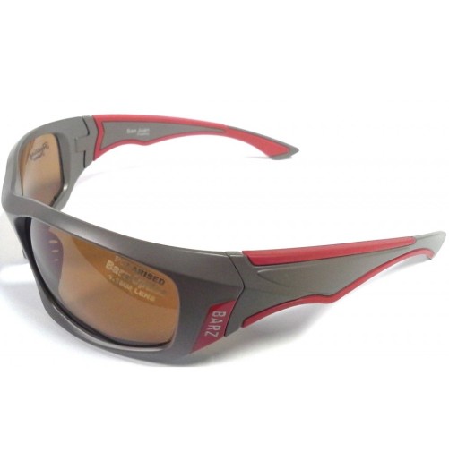Barz Optics San Juan Grey red Polycarb. Photo. Polarised Melanin infused Amber H2O Sensations