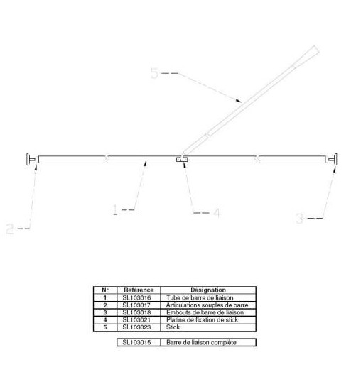 Tiller Stick SL16 & SL15.5 - Squared Joint base